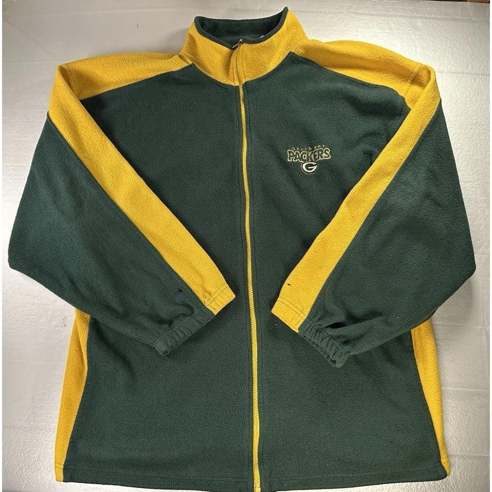 Vintage‎ Green Bay Packers Fleece Jacket Mens 2XL 1999 Embroidered Full Zip